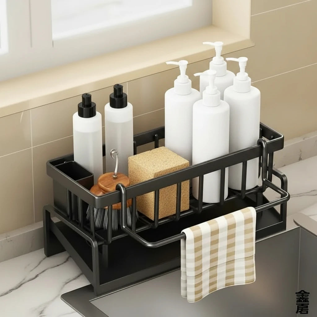 Storage Solutions Kitchen Sink Organizer with Drainage Rack
